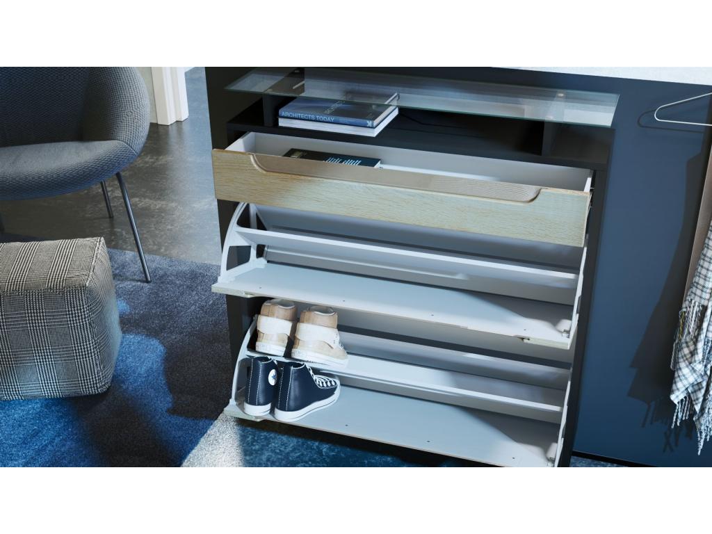 Meuble à Chaussures - Panneau Et Dérivés De Bois - Noir - 89 x 104 x 23 cm