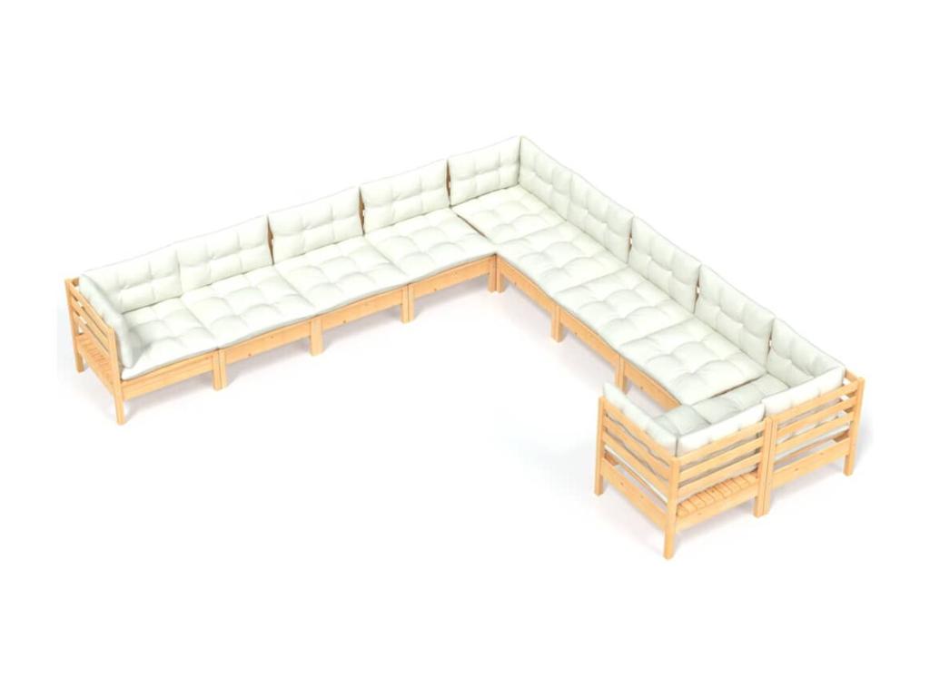 Ensemble de mobilier de jardin 10 pièces - Résine - Noir