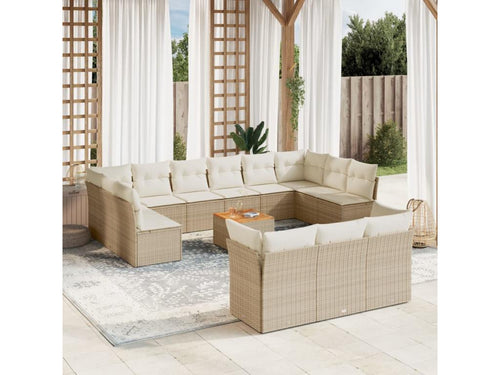 Ensemble de mobilier de jardin 14 pièces - Résine - Beige
