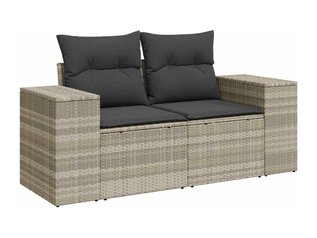 Ensemble de mobilier de jardin 9 pièces - Résine - Beige