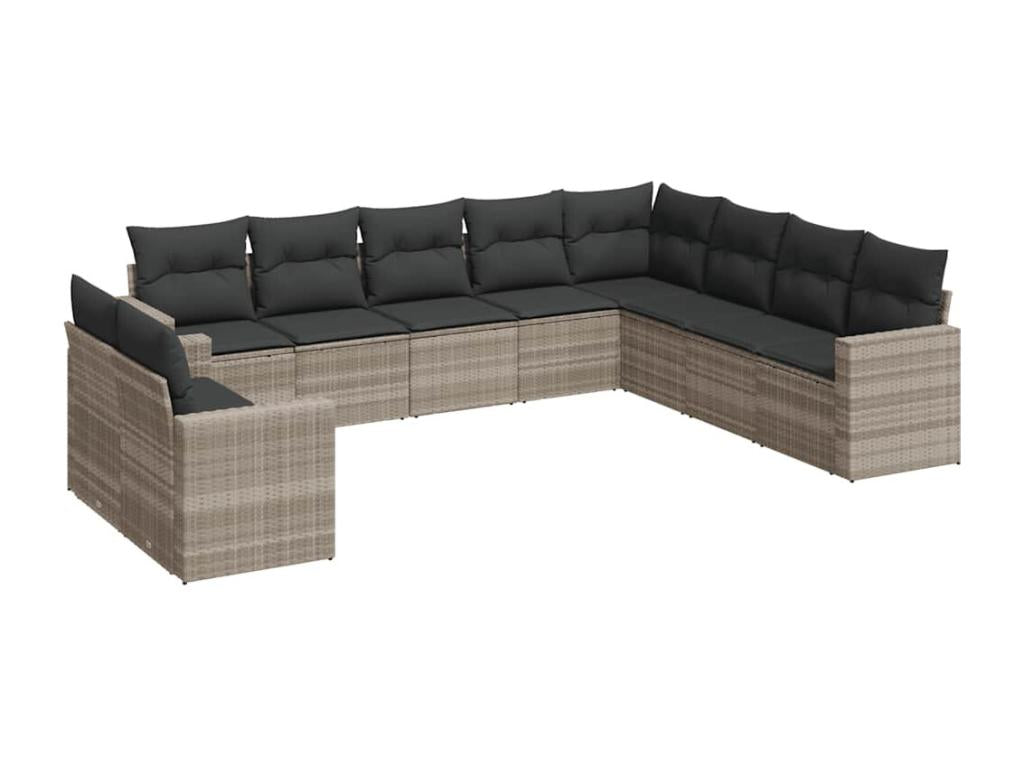 Ensemble de mobilier de jardin 10 pièces - Résine - Gris