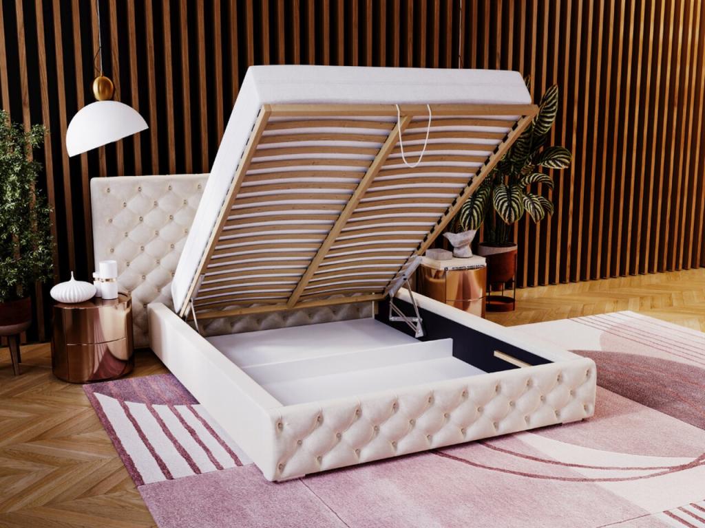 Lit capitonné - Acier - Noir