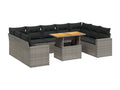 Ensemble de mobilier de patio 10 pièces - Rotin - Gris