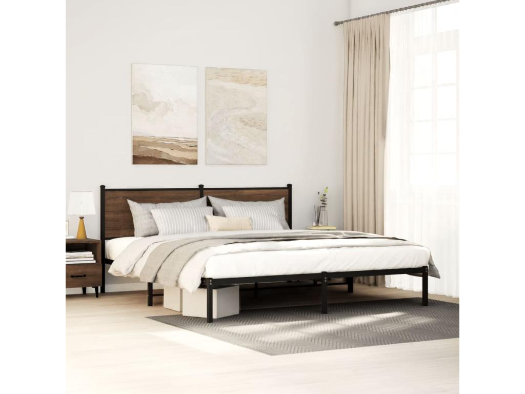 Cadre de lit - Acier - Marron - 180 x 200 cm