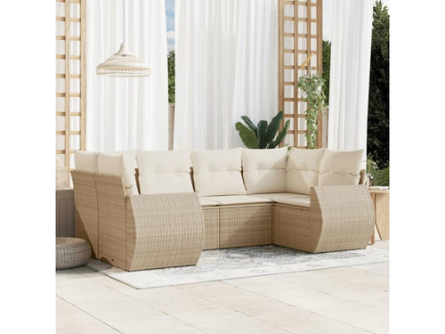 Ensemble de mobilier de jardin 6 pièces - Résine - Beige