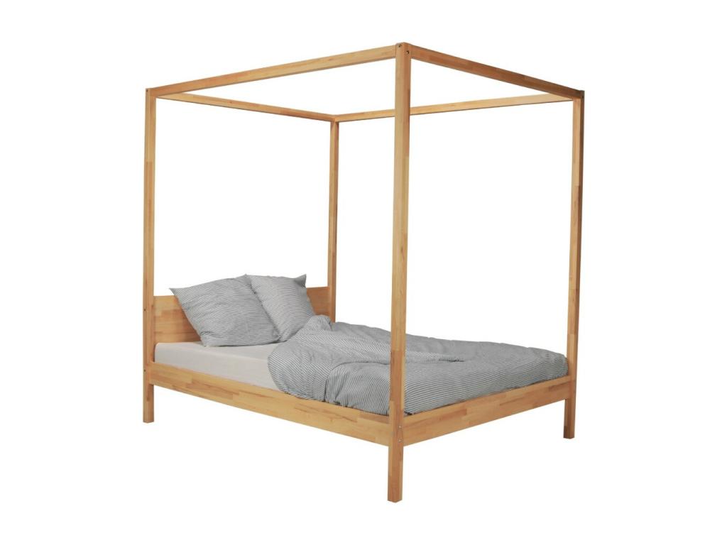 Lit double - Bois de hêtre - Naturel Clair