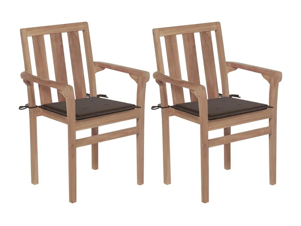 Ensemble de 2 chaises de jardin en céramique marron
