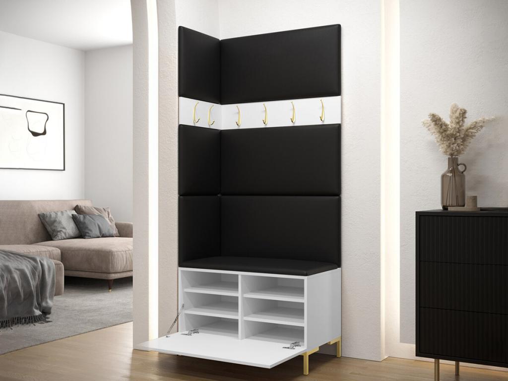 Article d'accueil - Cuir, Panneau Et Dérivés De Bois - Blanc - 196 x 84 x 46 cm