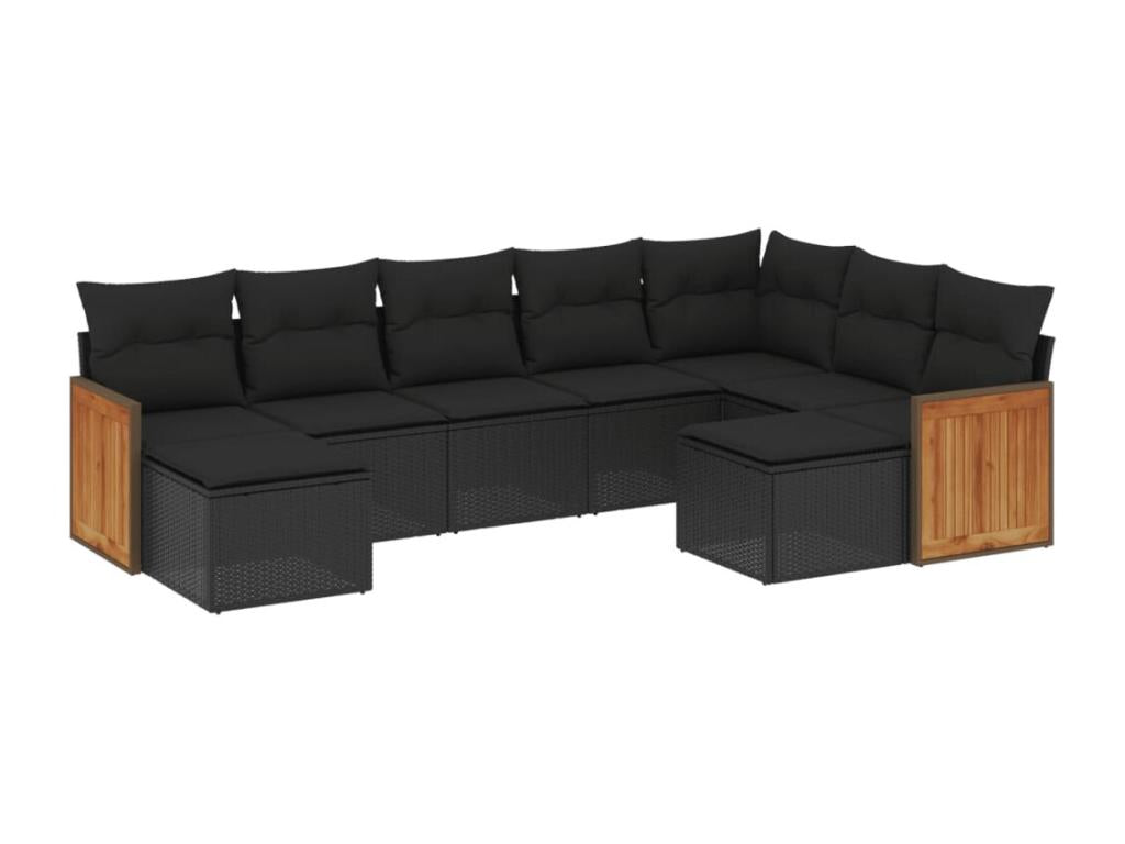 Ensemble de mobilier de patio 9 pièces - Bois - Anthracite