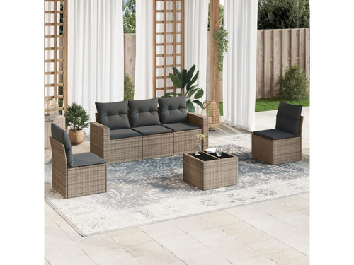 Ensemble de mobilier de jardin 6 pièces - Résine - Noir