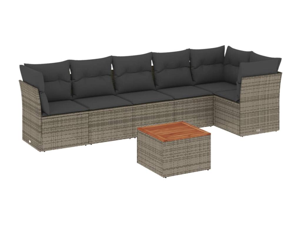 Ensemble de mobilier de jardin 7 pièces - Résine - Noir