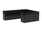 Ensemble de mobilier de jardin 10 pièces - Résine - Noir