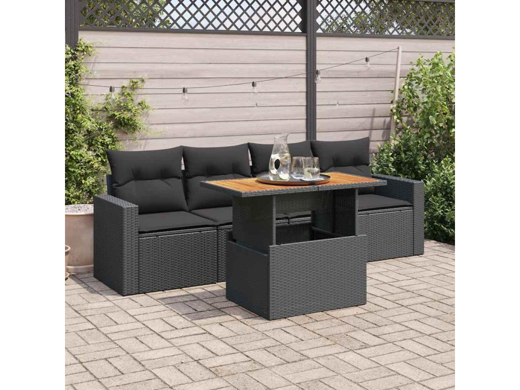 Ensemble de mobilier de jardin 5 pièces - Polyester - Gris