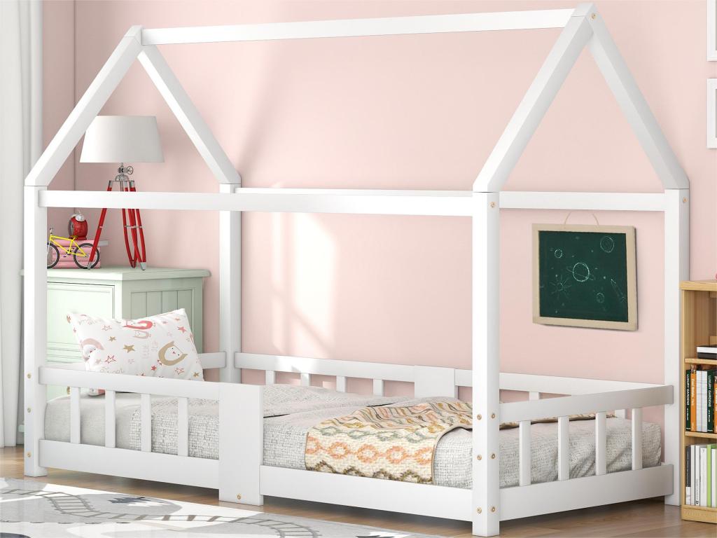 Lit - Bois - Blanc - 90 x 200 cm