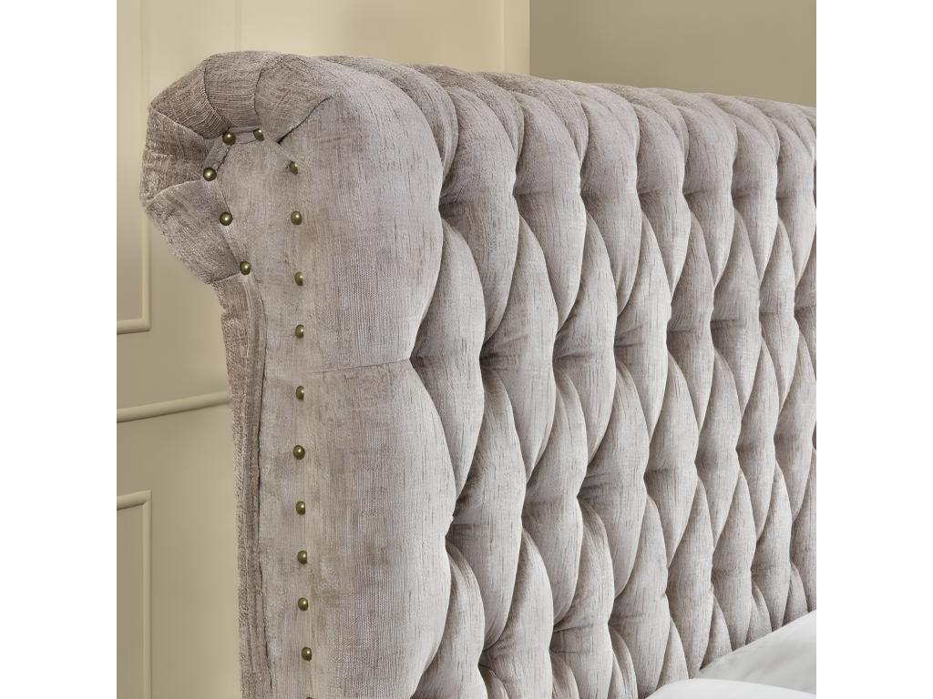 Lit - Velours - Beige - 160 x 200 cm