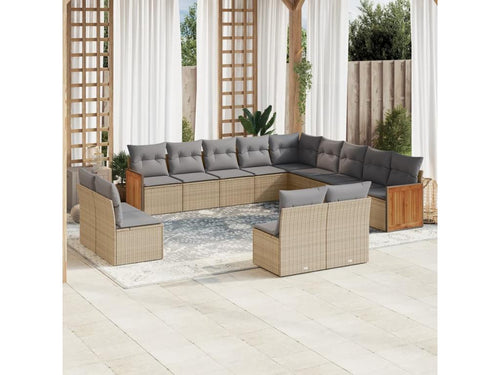 Ensemble de mobilier de jardin 13 pièces - Résine - Noir
