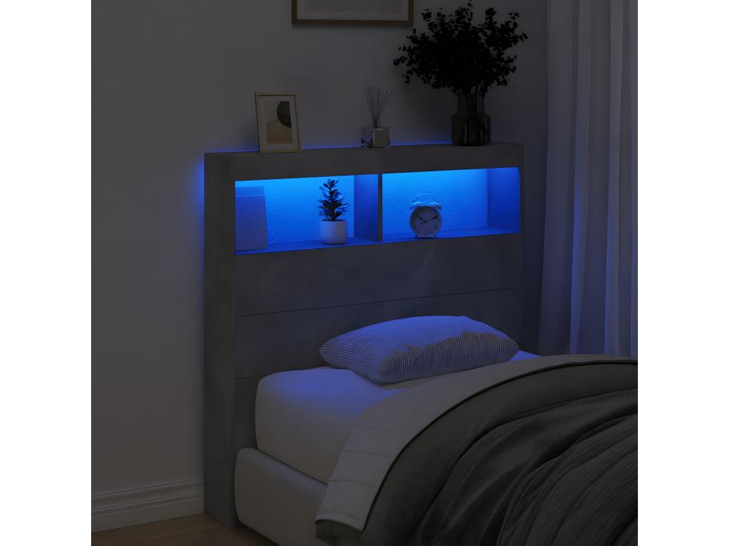 Tête De Lit - Panneau Et Dérivés De Bois - Gris - 90 x 190 cm