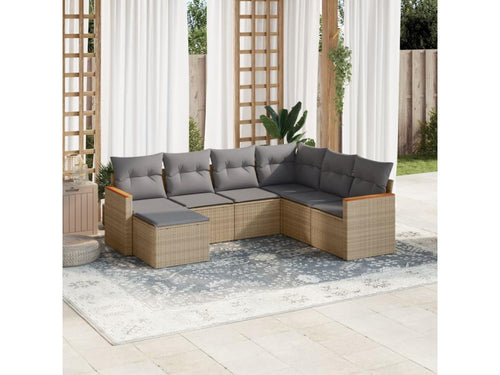 Ensemble de mobilier de jardin 7 pièces - Résine - Noir