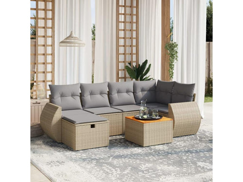 Ensemble de mobilier de jardin 7 pièces - Résine - Noir