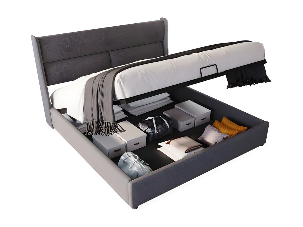 Sommier - Bois - Gris - 140 x 200 cm