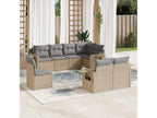Ensemble de mobilier de jardin 8 pièces - Résine - Beige