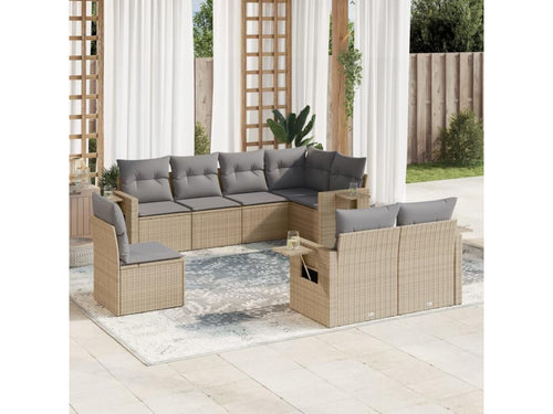 Ensemble de mobilier de jardin 8 pièces - Résine - Beige
