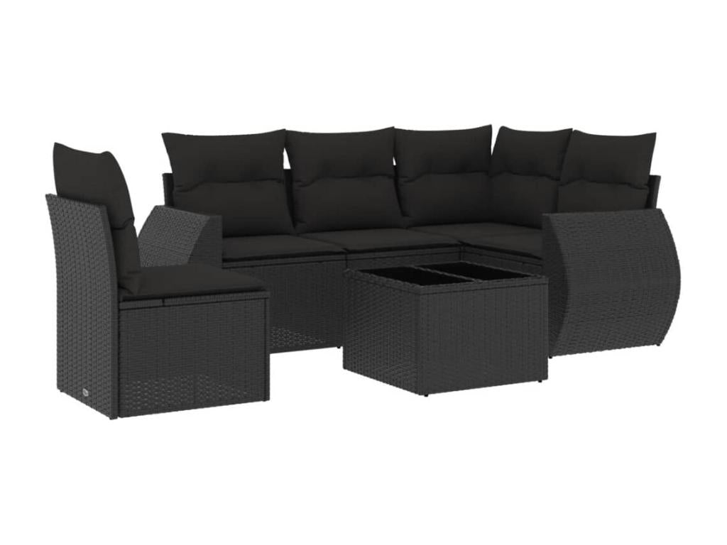Ensemble de mobilier de jardin 6 pièces - Résine - Noir