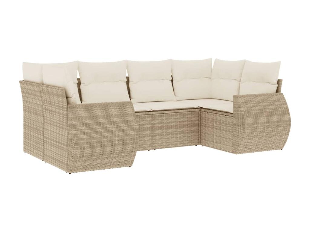 Ensemble de mobilier de jardin 6 pièces - Résine - Beige