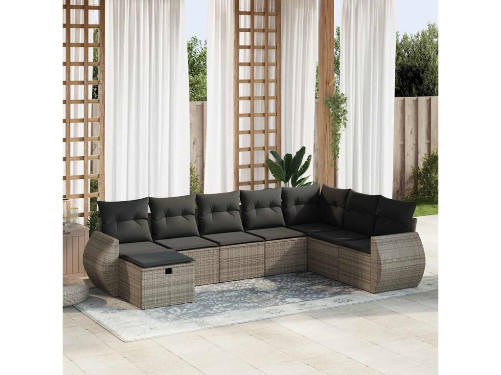 Ensemble de mobilier de patio 8 pièces - Bois - Marron