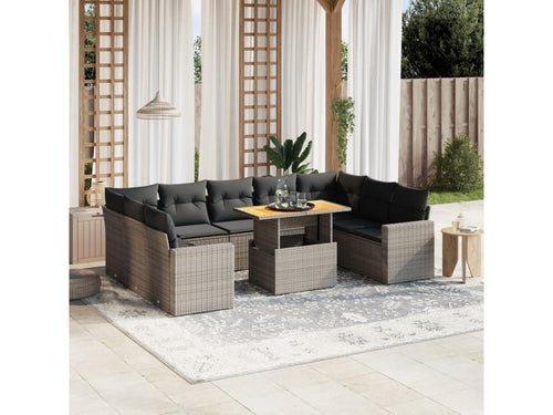 Ensemble de mobilier de patio 10 pièces - Rotin - Gris