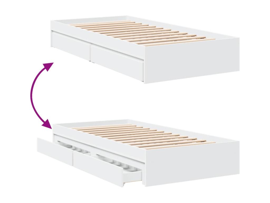 Cadre De Lit - Panneau Et Dérivés De Bois - Blanc - 75 x 190 cm