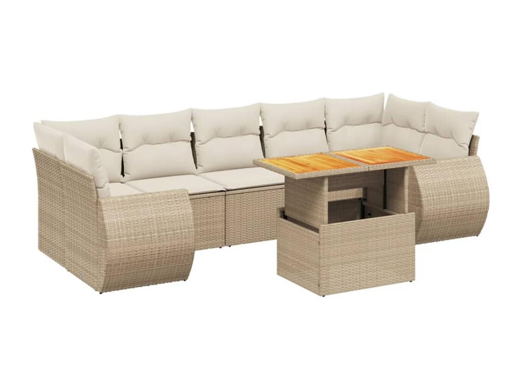 Ensemble de mobilier de jardin 8 pièces - Polyester - Beige