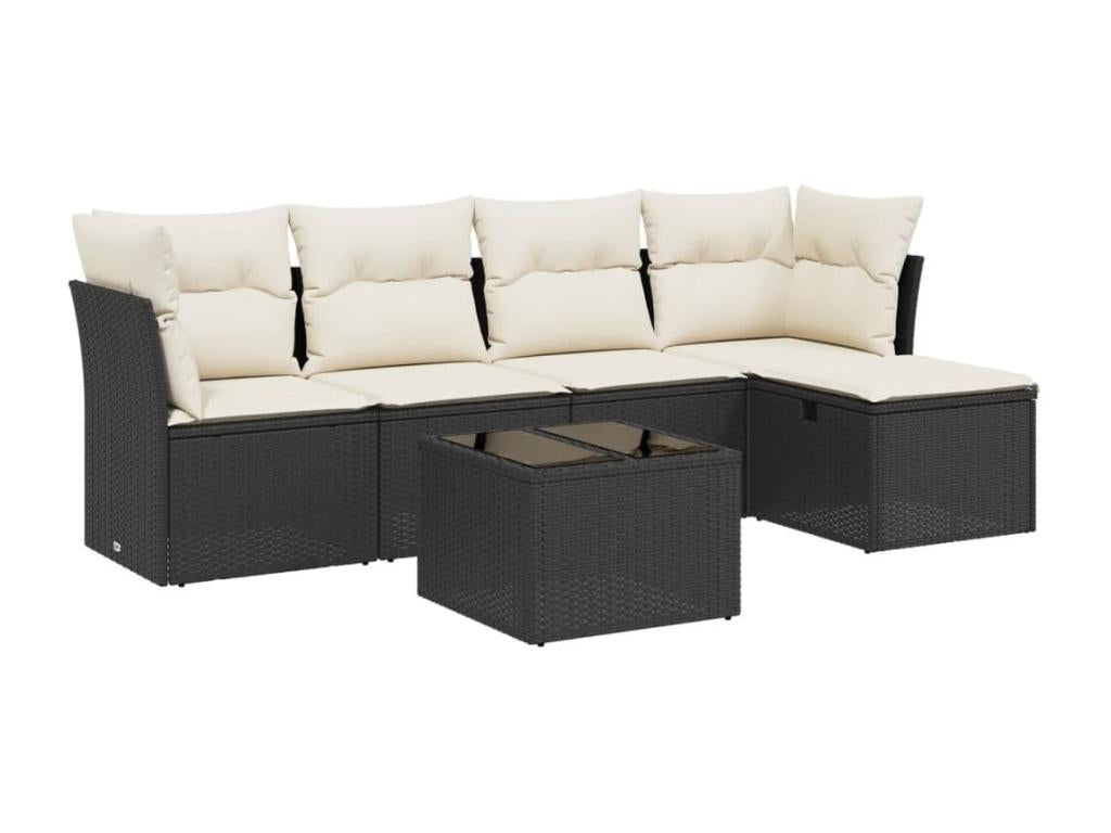 Ensemble de mobilier de jardin 6 pièces - Résine - Beige