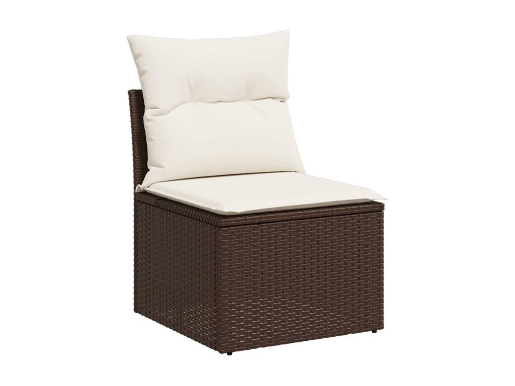 Ensemble de mobilier de patio 7 pièces - Résine - Marron