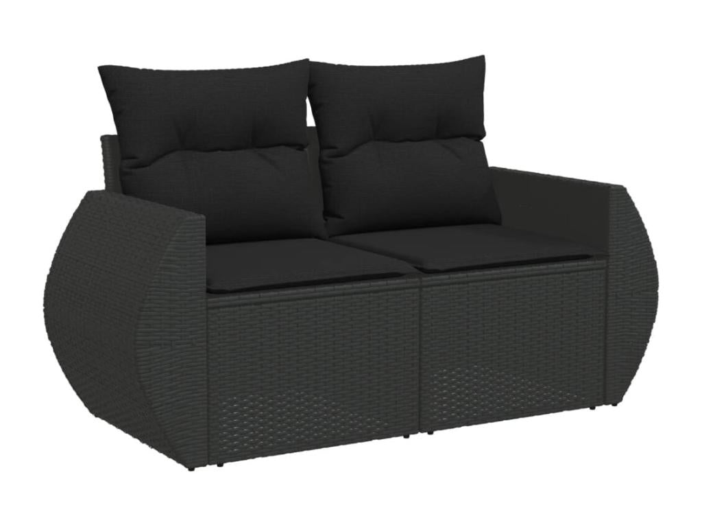 Ensemble de mobilier de jardin 6 pièces - Résine - Noir