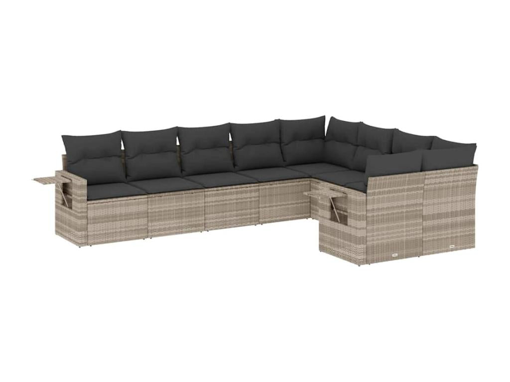 Ensemble de mobilier de jardin 9 pièces - Résine - Gris