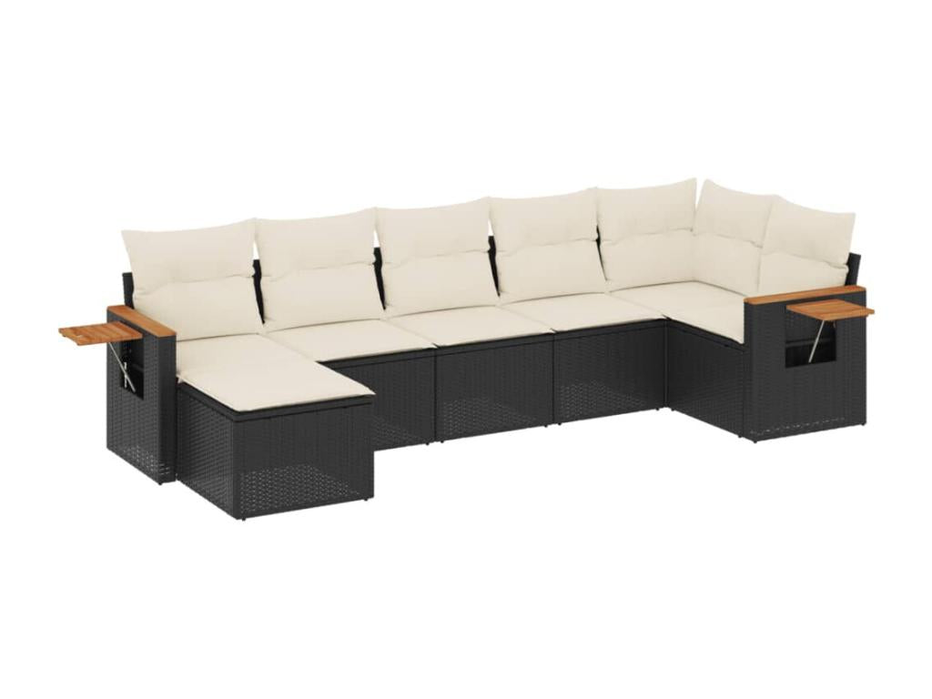 Ensemble de mobilier de jardin 7 pièces - Résine - Beige