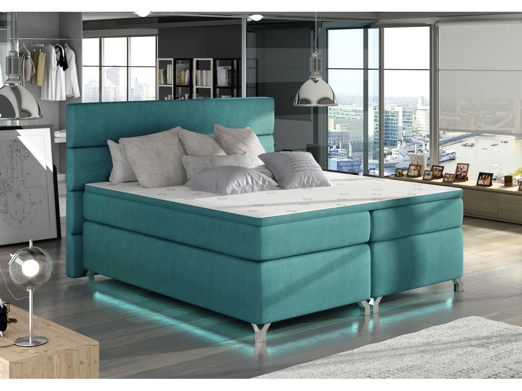 Ensemble de lit à sommier tapissier - Tissu - Vert