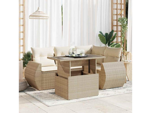 Ensemble de mobilier de patio 5 pièces - Polyester - Marron