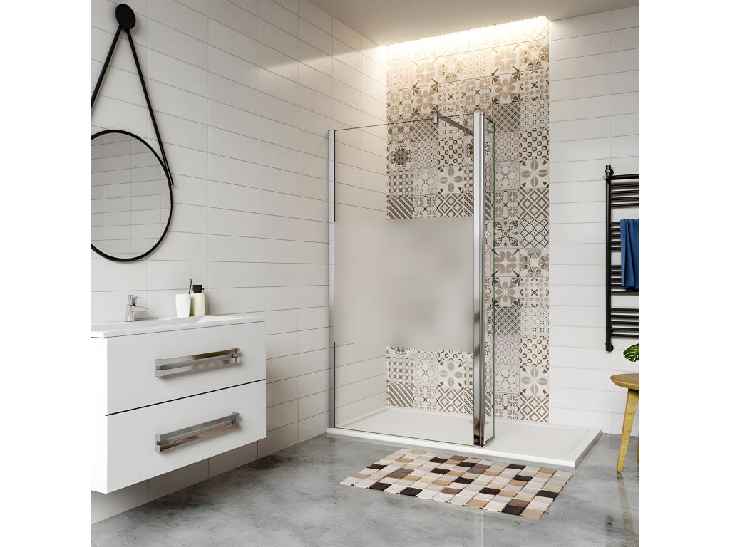 Paroi de douche - Verre - Argent - 130 x 200 cm