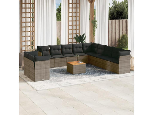 Ensemble de mobilier de jardin 12 pièces - Résine - Beige