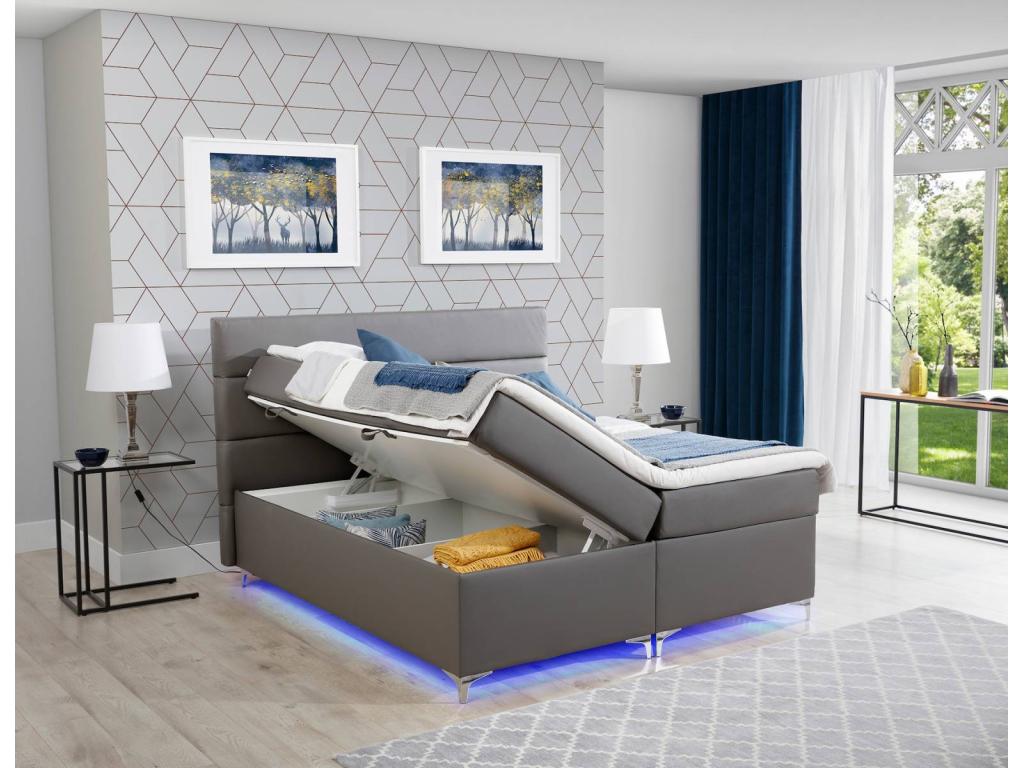 Ensemble de lit à sommier tapissier - Tissu - Vert