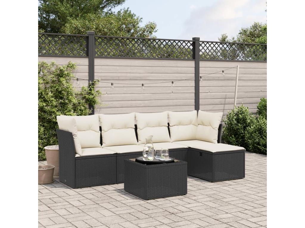 Ensemble de mobilier de jardin 6 pièces - Résine - Beige