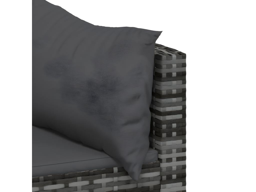 Ensemble de mobilier de jardin 4 pièces - Résine - Noir