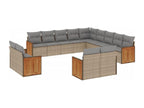 Ensemble de mobilier de jardin 13 pièces - Résine - Gris