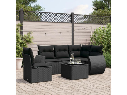 Ensemble de mobilier de jardin 6 pièces - Résine - Noir