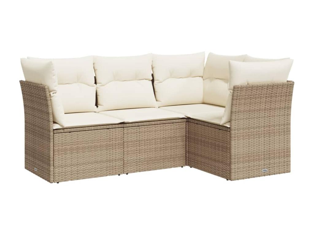 Ensemble de mobilier de jardin 4 pièces - Résine - Beige