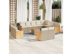 Ensemble de mobilier de jardin 13 pièces - Résine - Beige