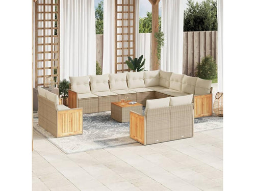 Ensemble de mobilier de jardin 13 pièces - Résine - Beige