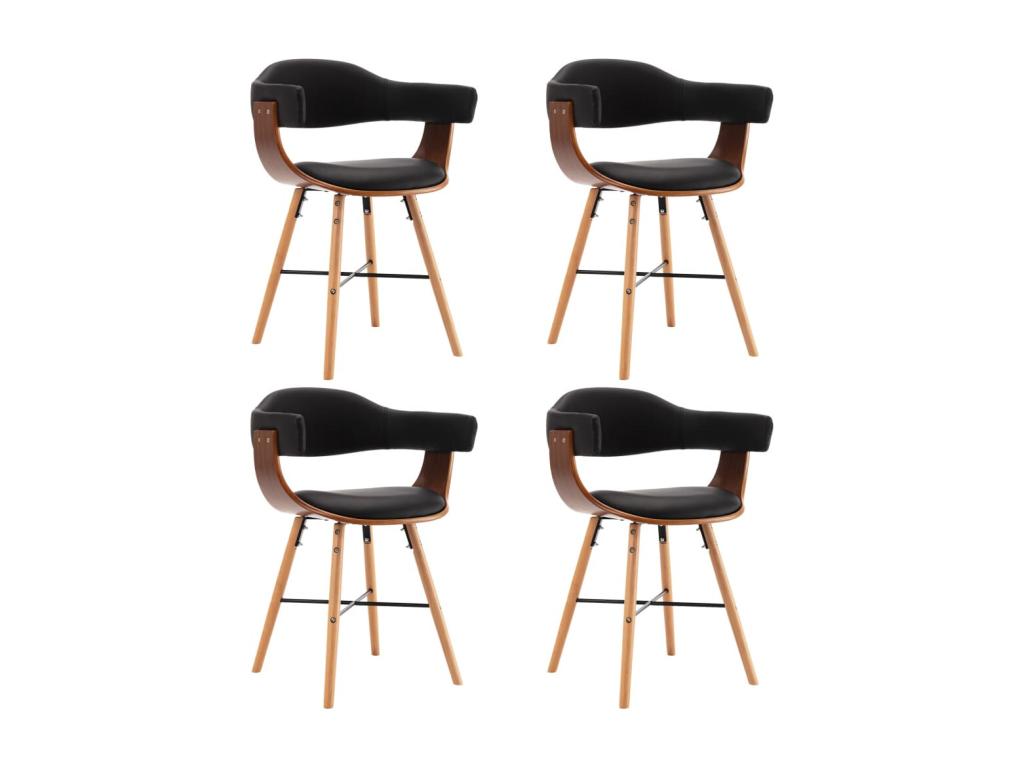 4 pièces - Chaise - Fourrure Synthétique - Noir